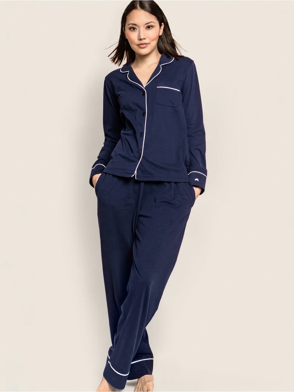 NWT Petite Plum Classic Pajamas in Navy Twill 100% cotton size small